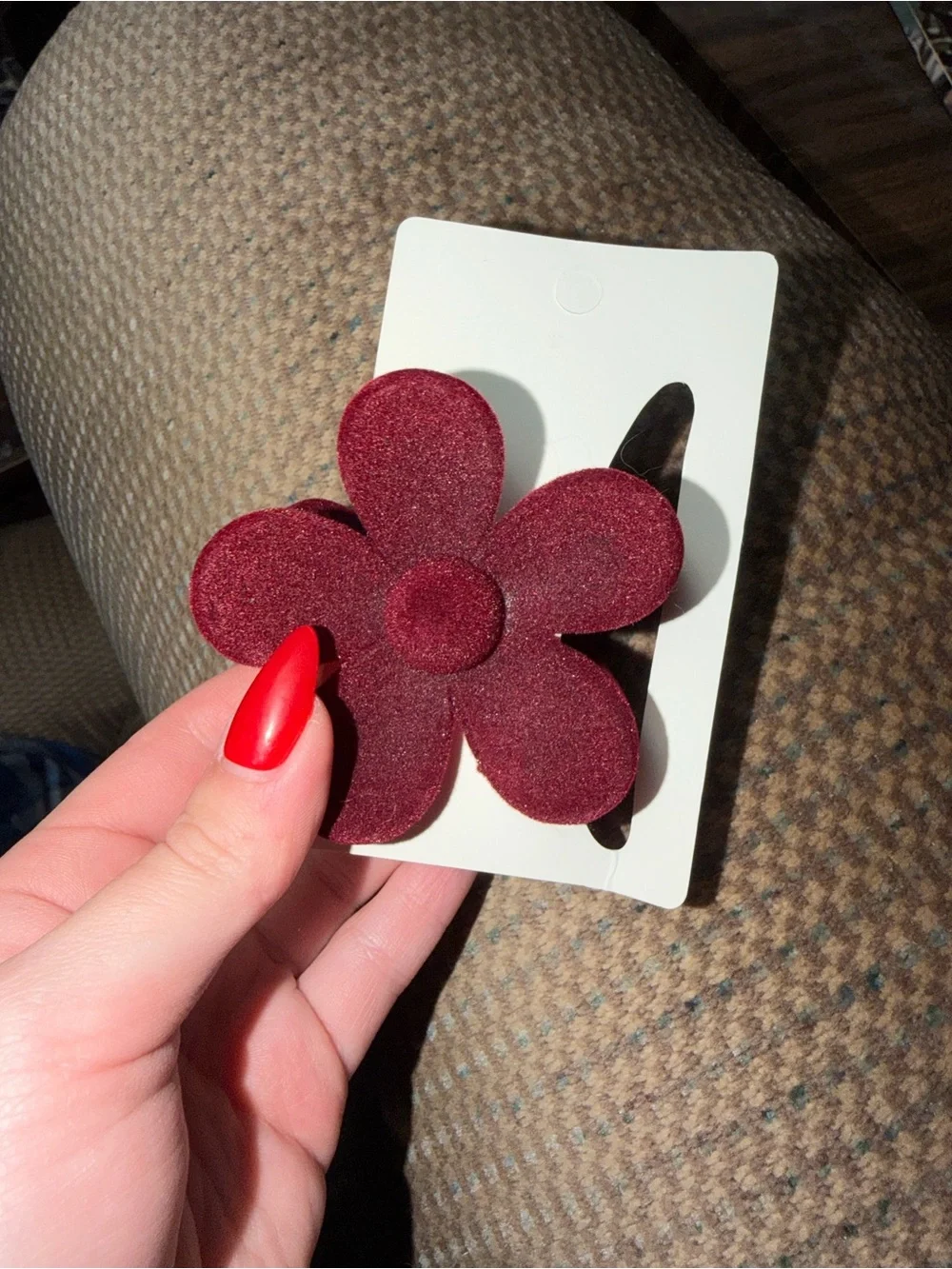 Burgundy Flower Hair Clip - Velvet Petal Accessory